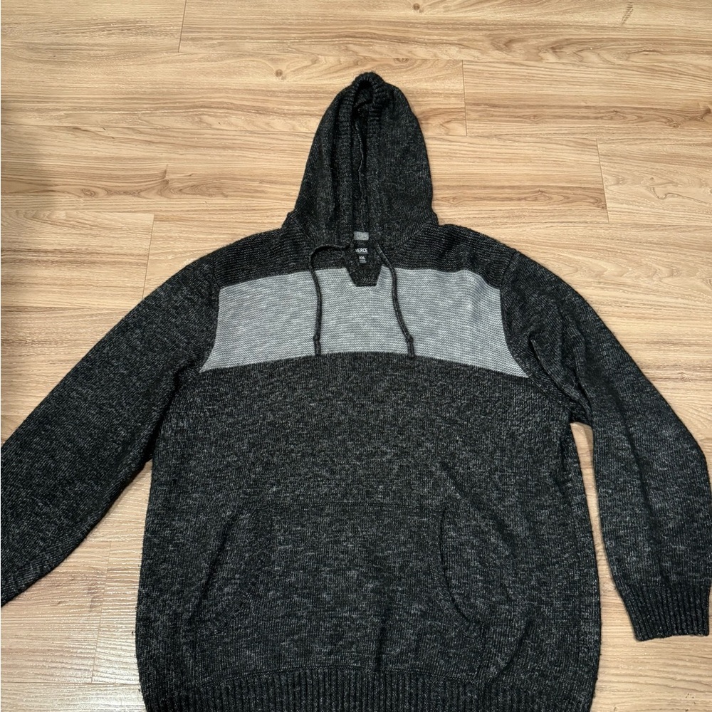 Men's Charcoal and Light Gray V-Neck Sweater